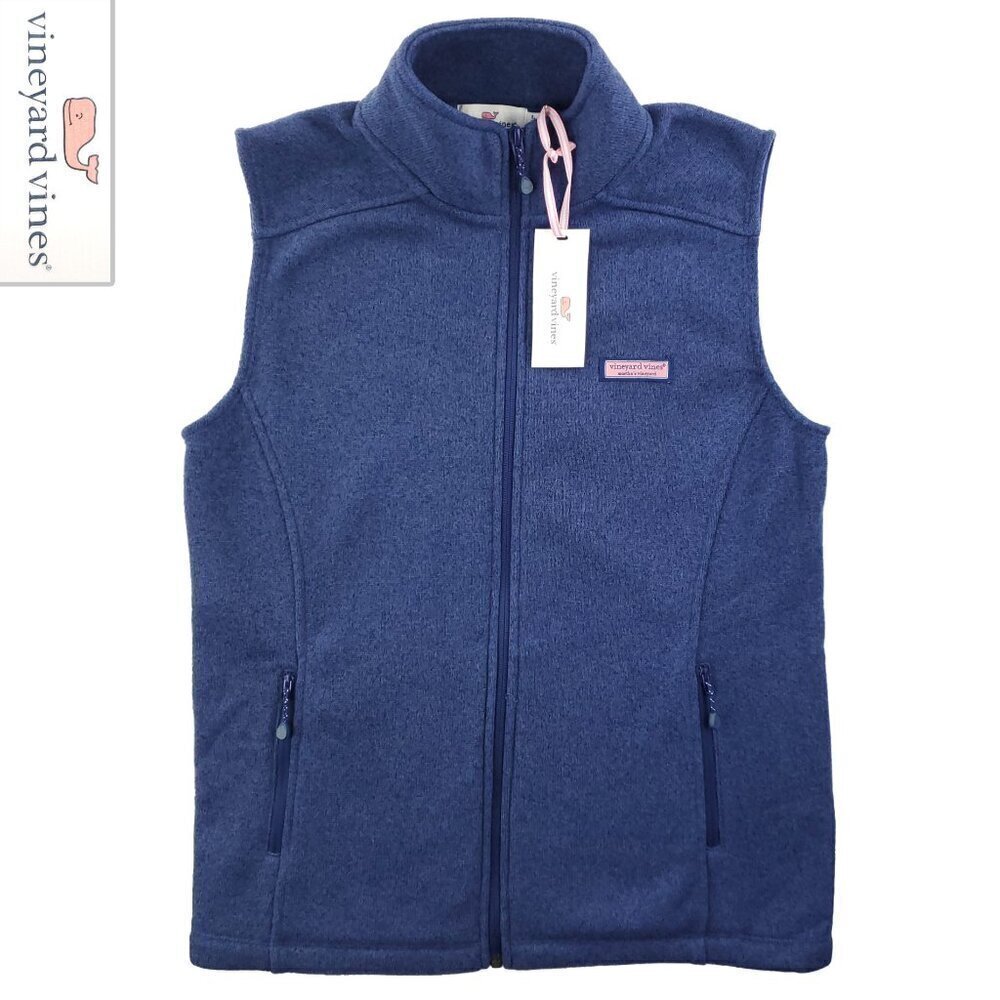 Vineyard Vines Fleece Sweater Vest Full Zip Soft Women's Small NWT